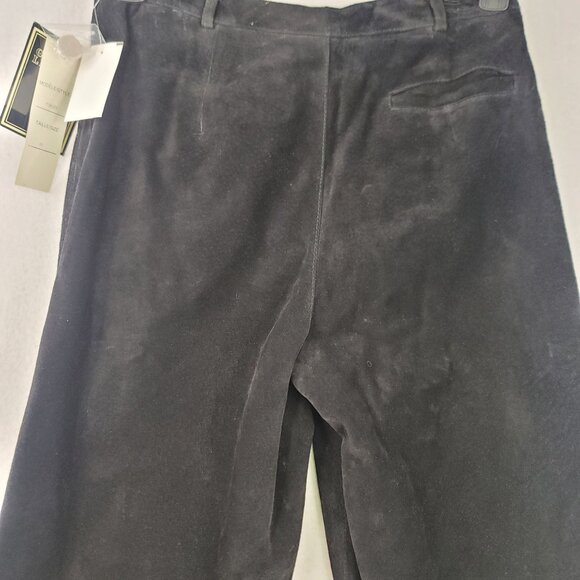 Revue Womens Genuine Leather Black Suede Pants Size 10 Mid-Rise Straight Leg - Picture 9 of 13